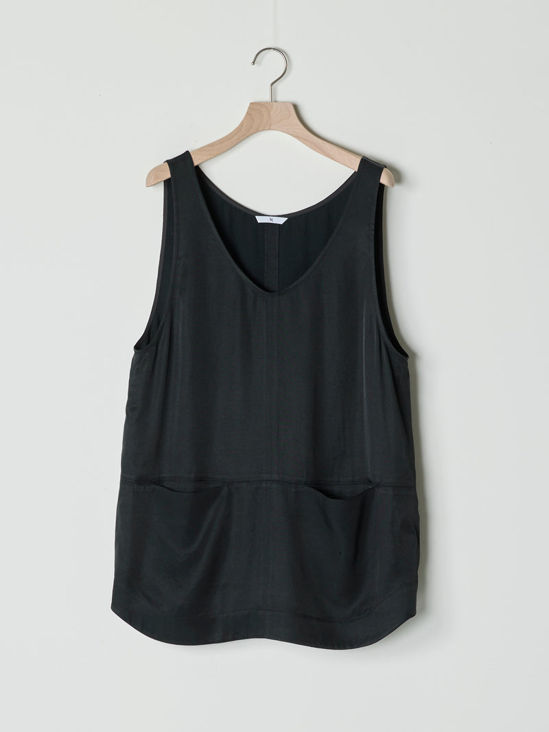 【26SS予約商品】Paneled Satin Tank Top BLACK