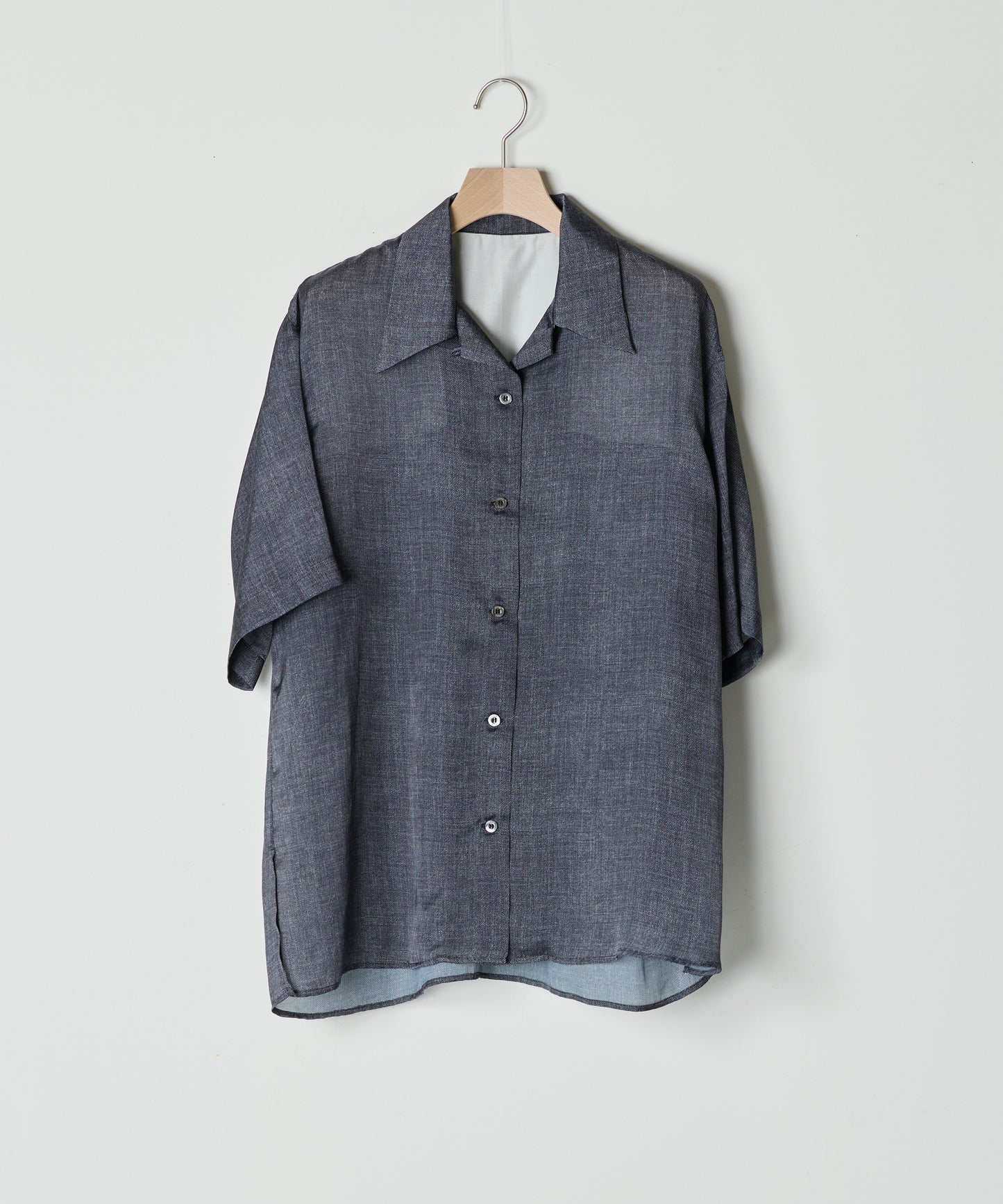 【26SS予約商品】Denim-Print Organza Shirts BLACK