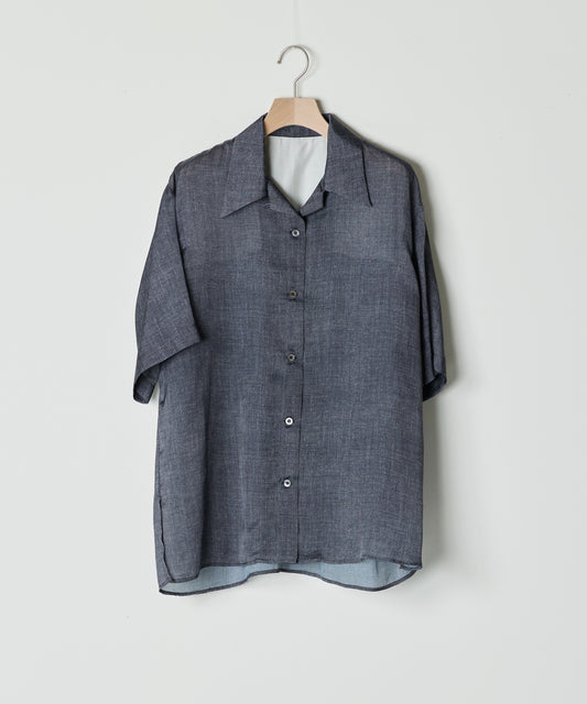 【26SS予約商品】Denim-Print Organza Shirts BLACK