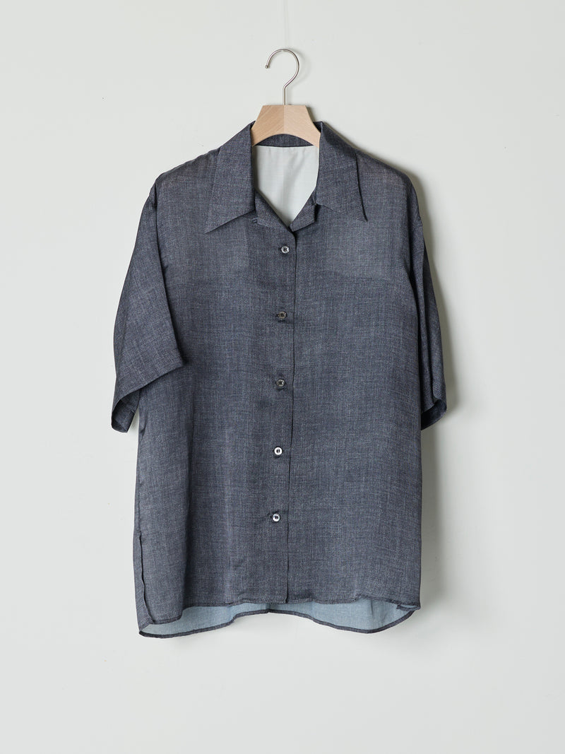 【26SS予約商品】Denim-Print Organza Shirts BLACK