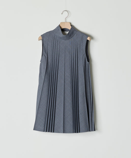 【26SS予約商品】Pleated High-Neck Sleeveless Top BROWN
