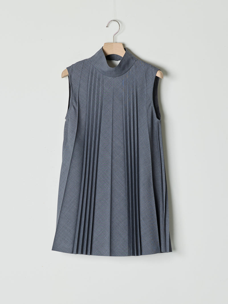 【26SS予約商品】Pleated High-Neck Sleeveless Top BROWN