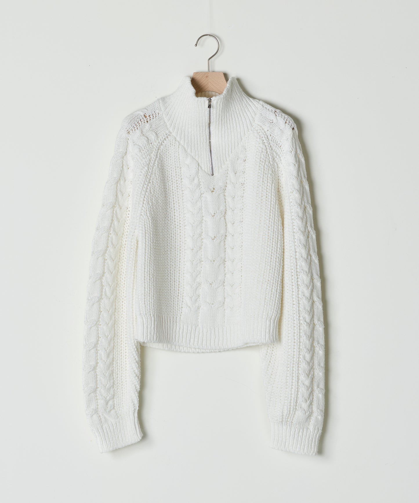 【26SS予約商品】Cable Half-Zip Knit Pullover WHITE