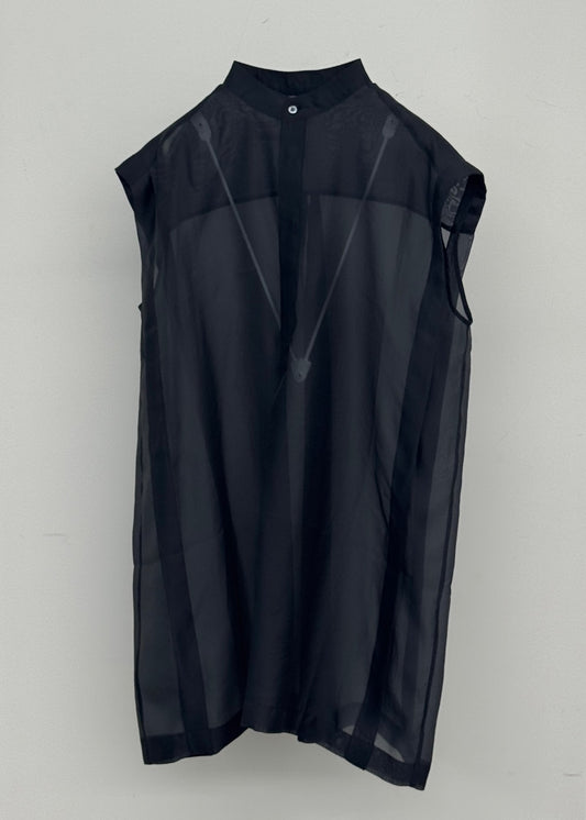 【26SS予約商品】Sleeveless Tuck Shirt BLACK