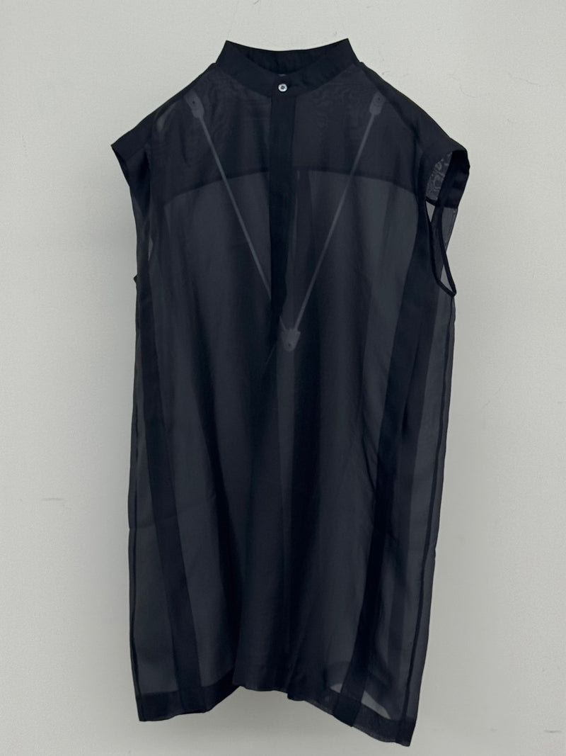 【26SS予約商品】Sleeveless Tuck Shirt BLACK