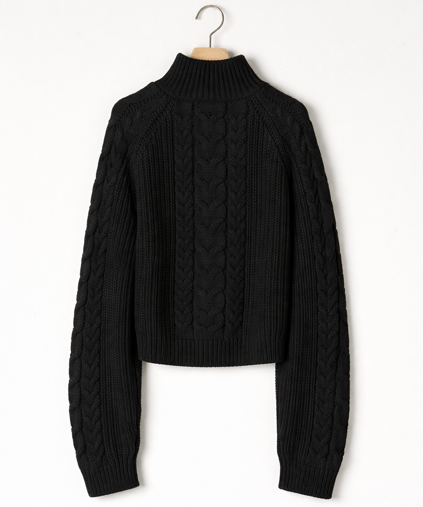 Cable Half-Zip Knit Pullover BLACK