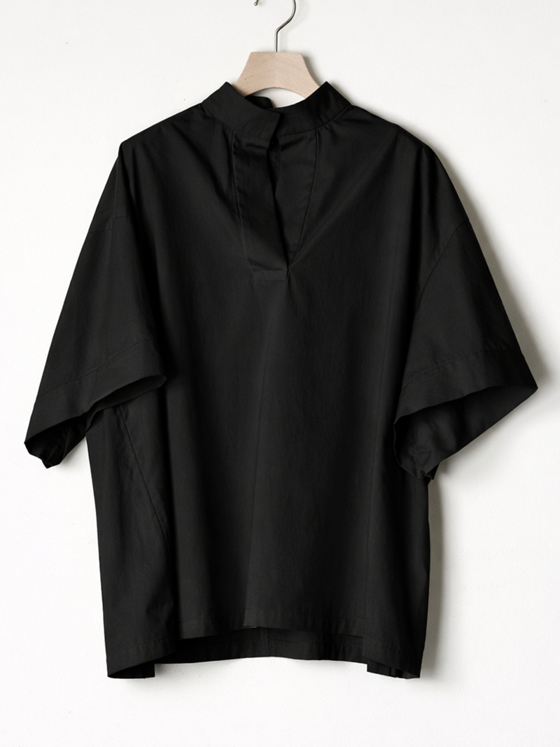Half-Sleeve Pullover Top BLACK