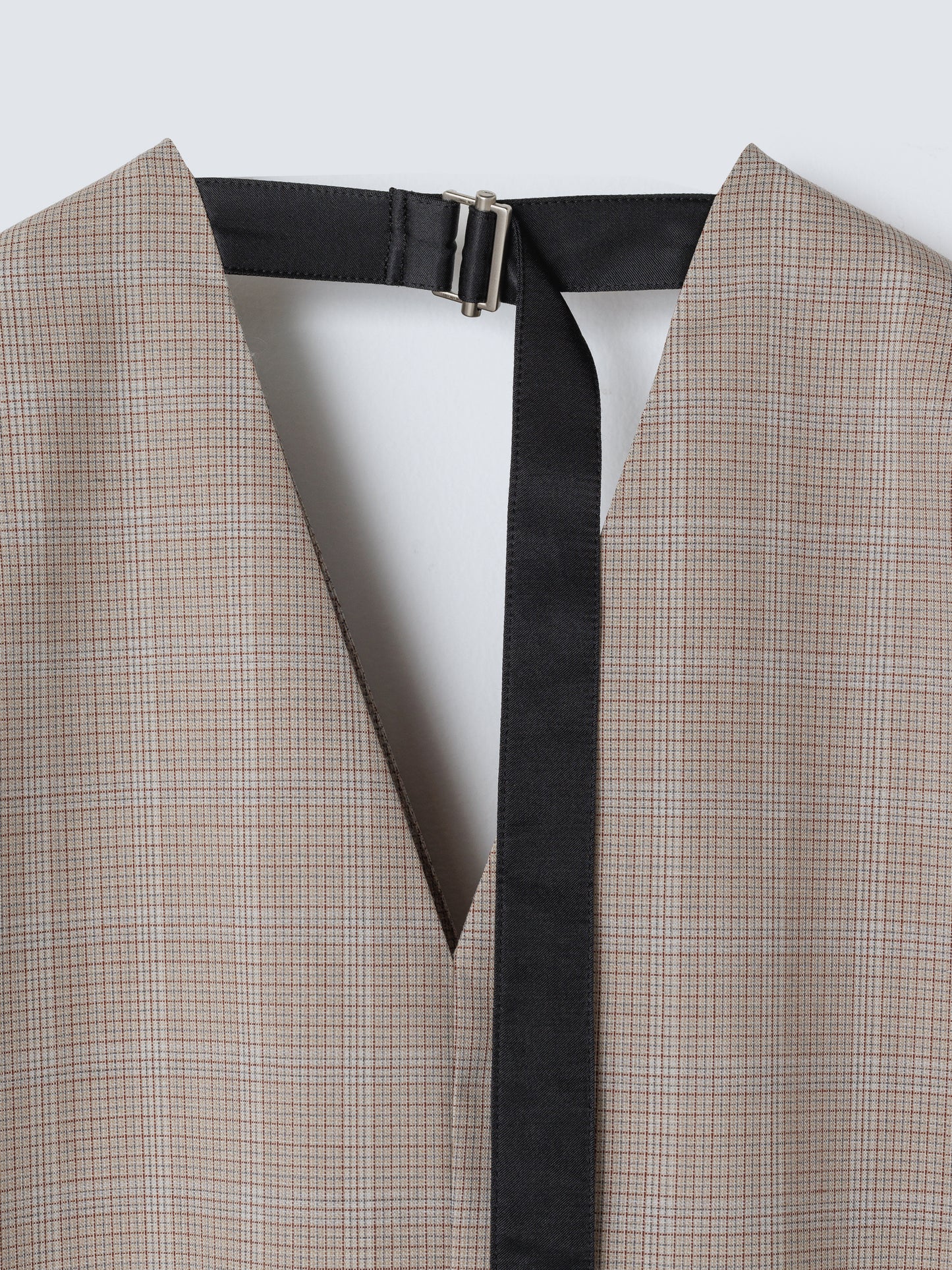 SUMMER WOOL NO COLLAR JACKET CHECK