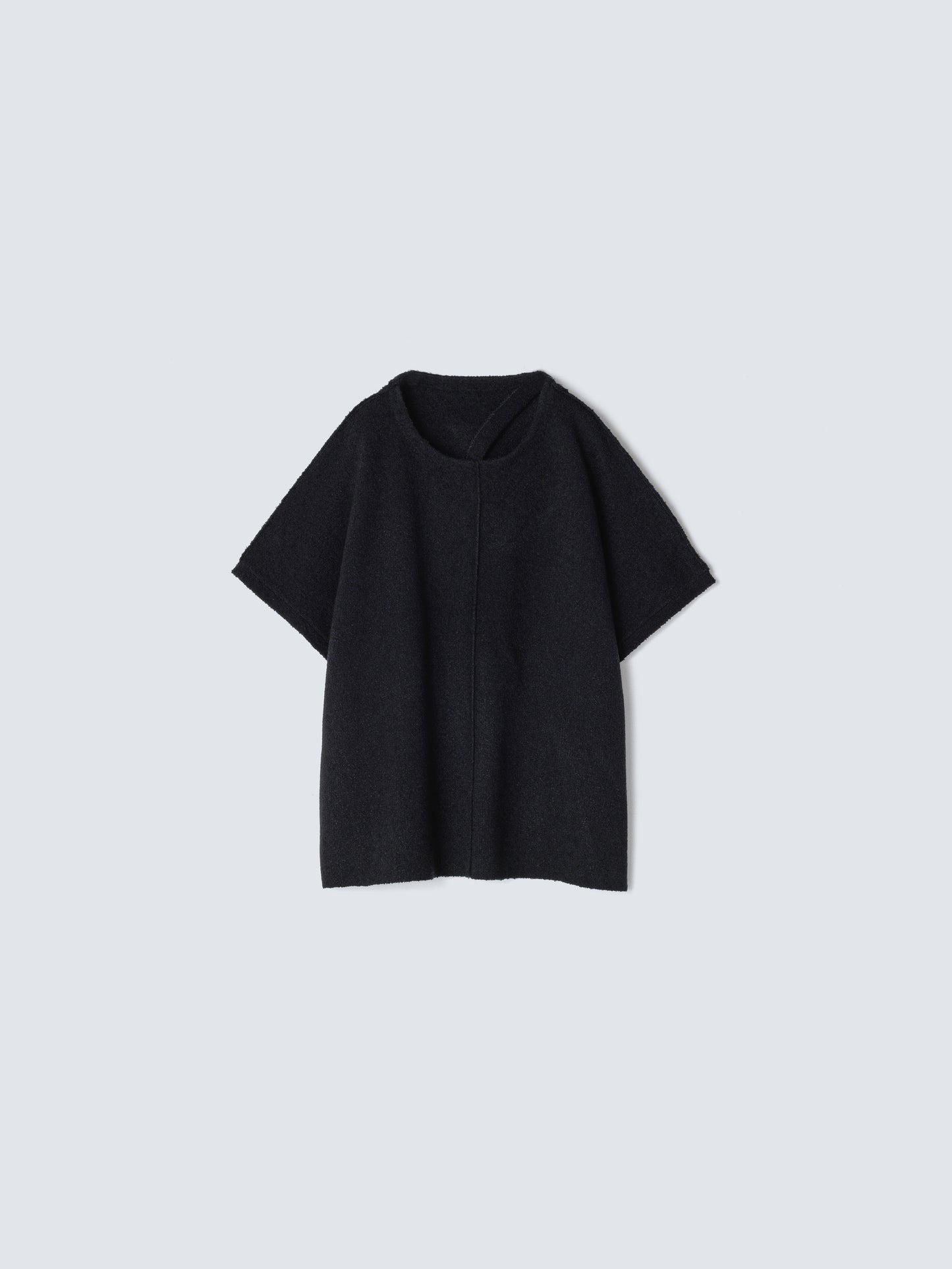 BACK OPEN BOUCLE TOPS BLACK