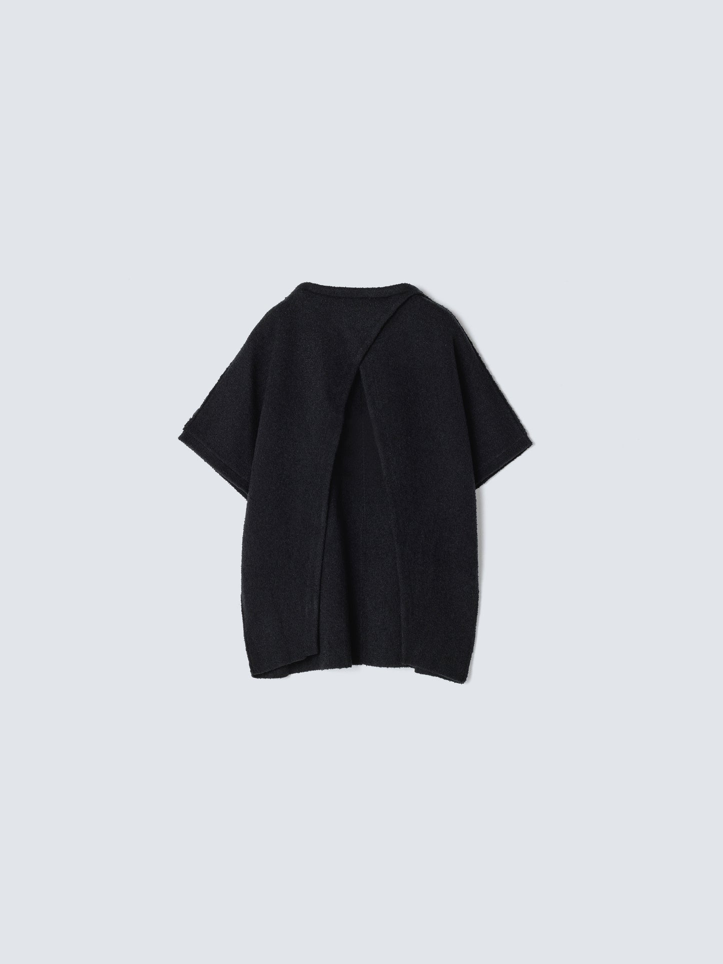 BACK OPEN BOUCLE TOPS BLACK