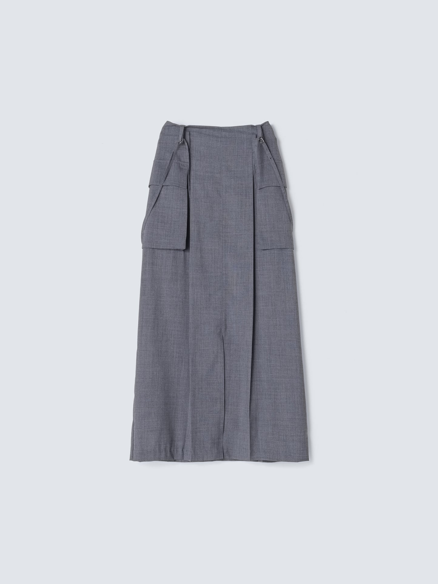 SUMMER WOOL SUSPENDER SKIRT GREY