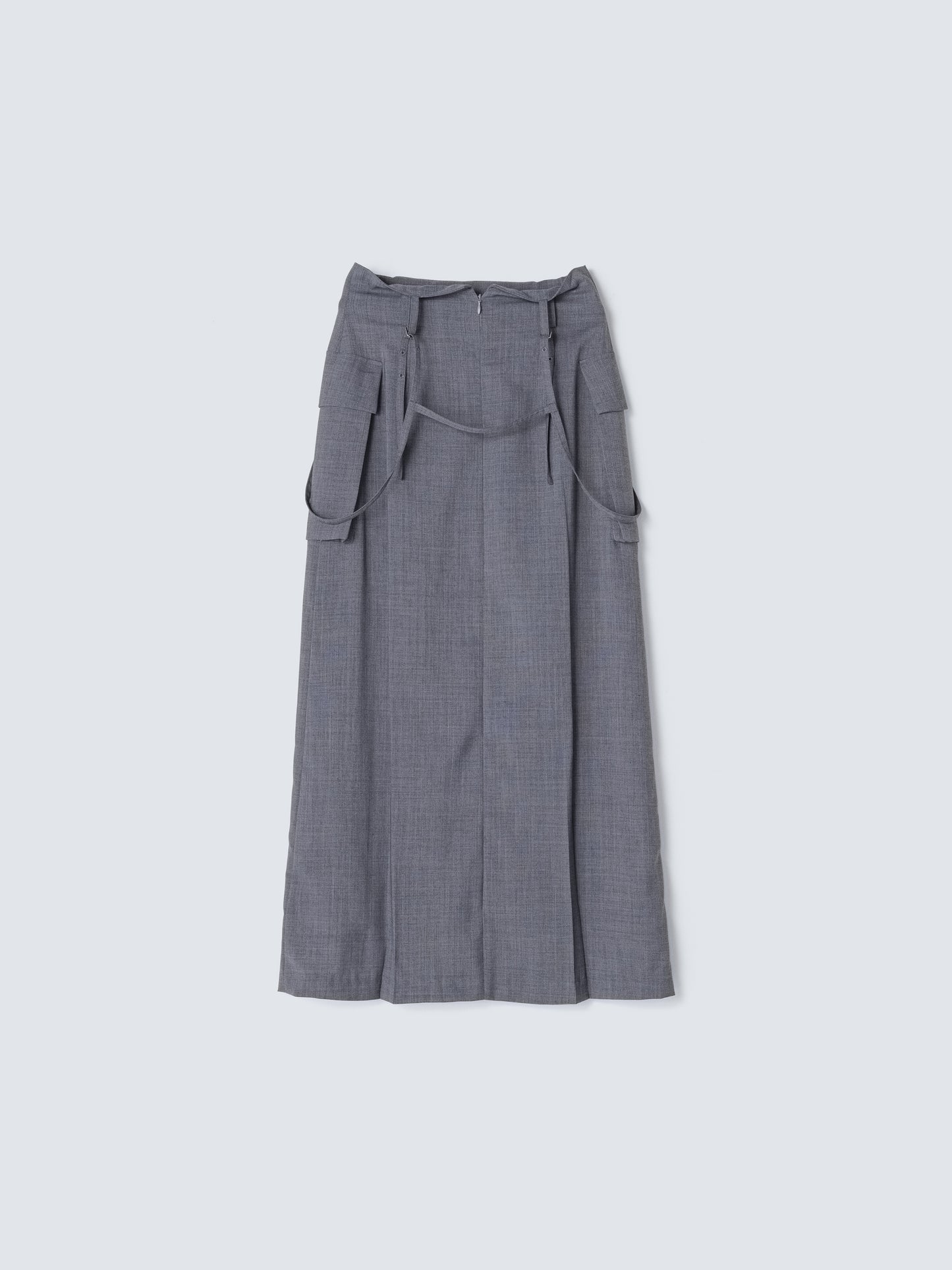 SUMMER WOOL SUSPENDER SKIRT GREY