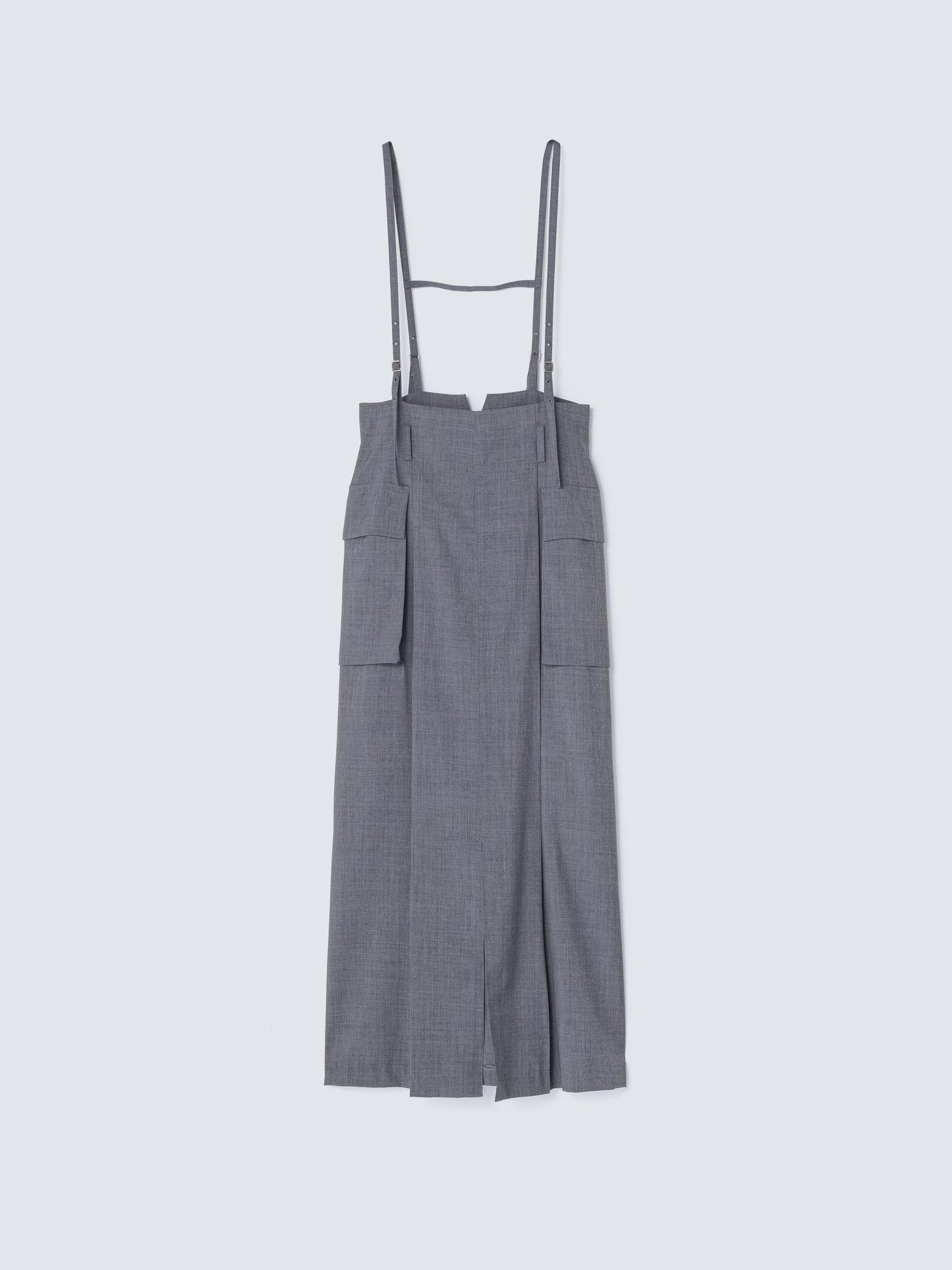 SUMMER WOOL SUSPENDER SKIRT GREY