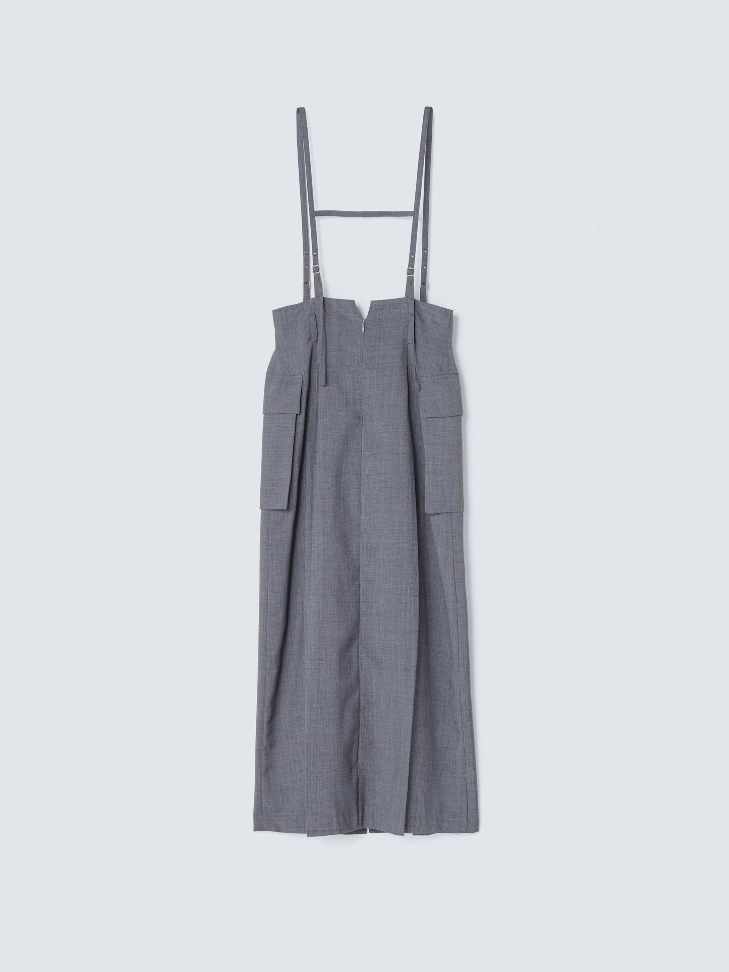 SUMMER WOOL SUSPENDER SKIRT GREY