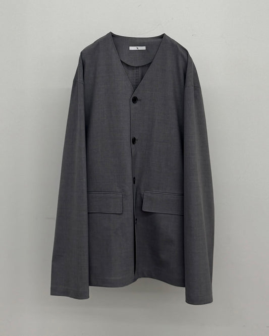 【26SS予約商品】Collarless Shirts Jacket L.GREY