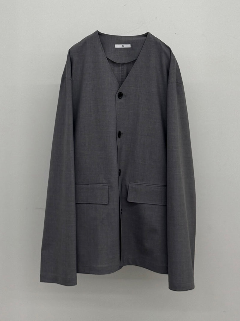 【26SS予約商品】Collarless Shirts Jacket L.GREY