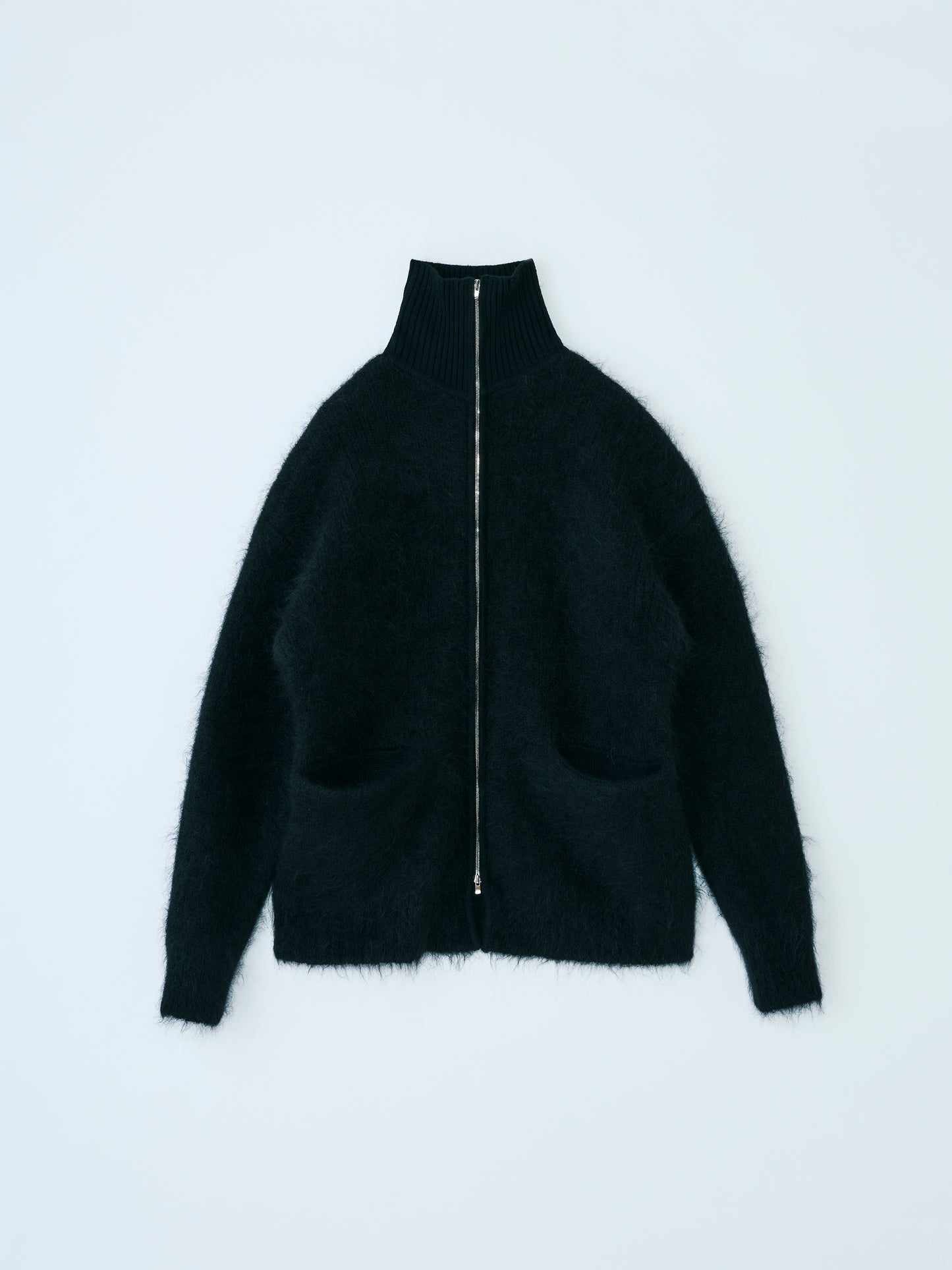 MOHAIR ZIPUP PULLOVER BLACK