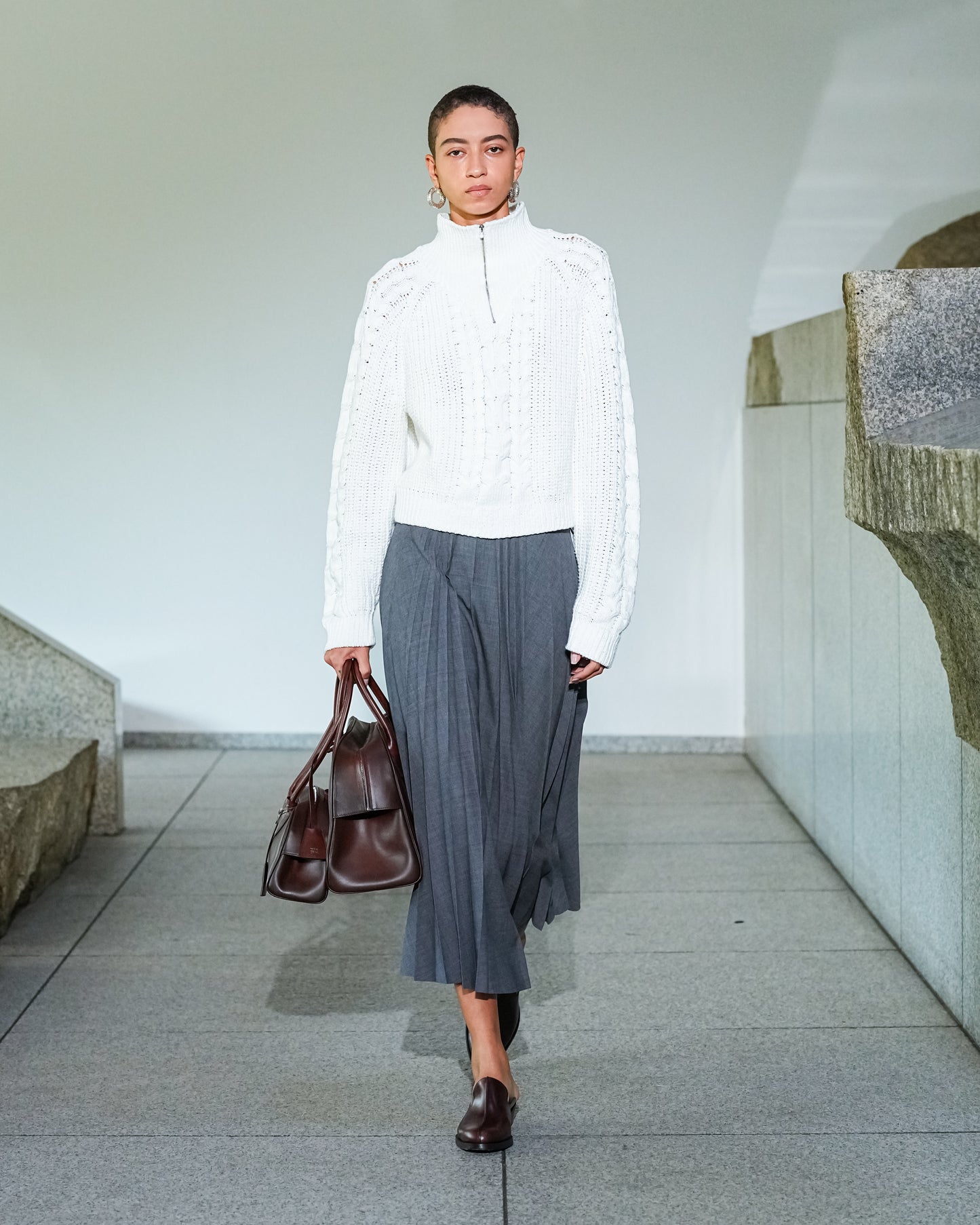 【26SS予約商品】Cable Half-Zip Knit Pullover WHITE