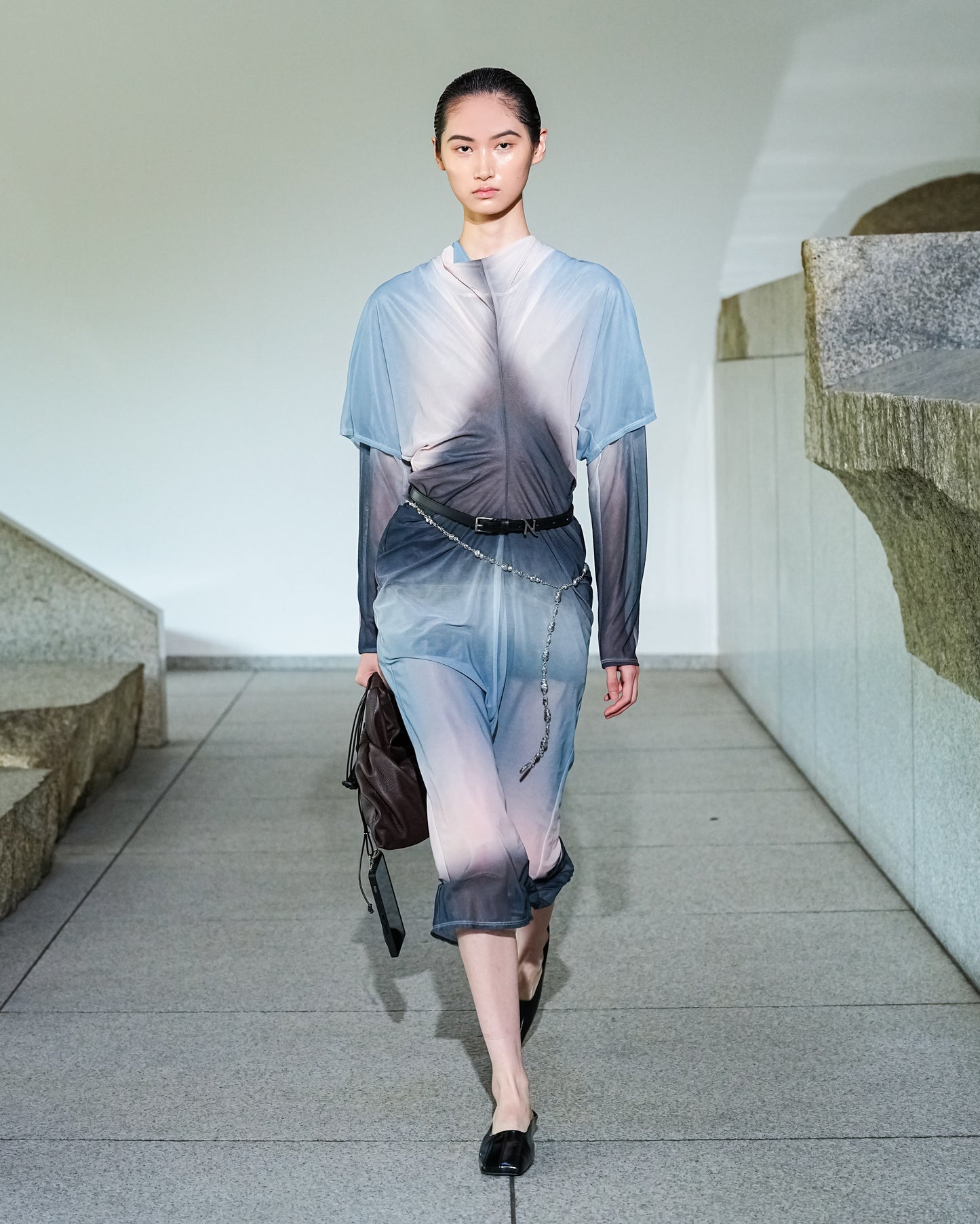 【26SS予約商品】Twist-Waist Print Long Dress BLUE MULCH