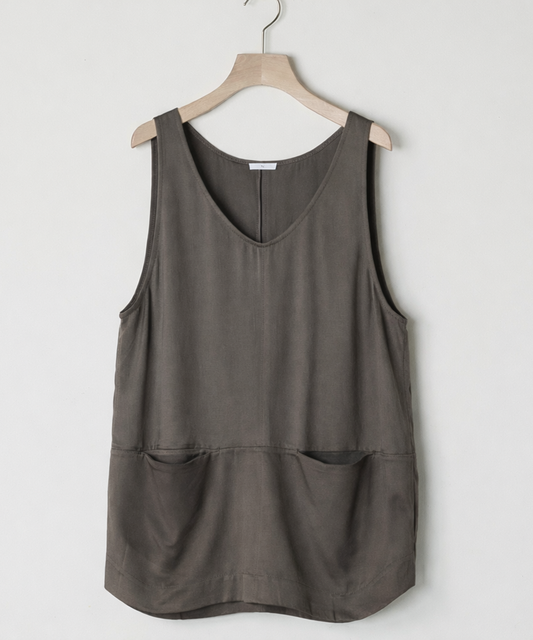 Paneled Satin Tank Top BROWN