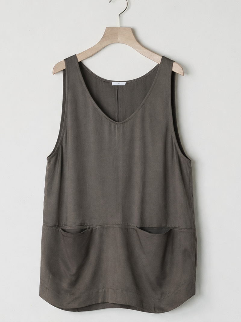 Paneled Satin Tank Top BROWN